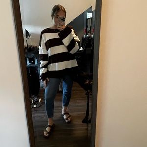 Brown and white striped sweater